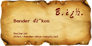 Bender Ákos névjegykártya